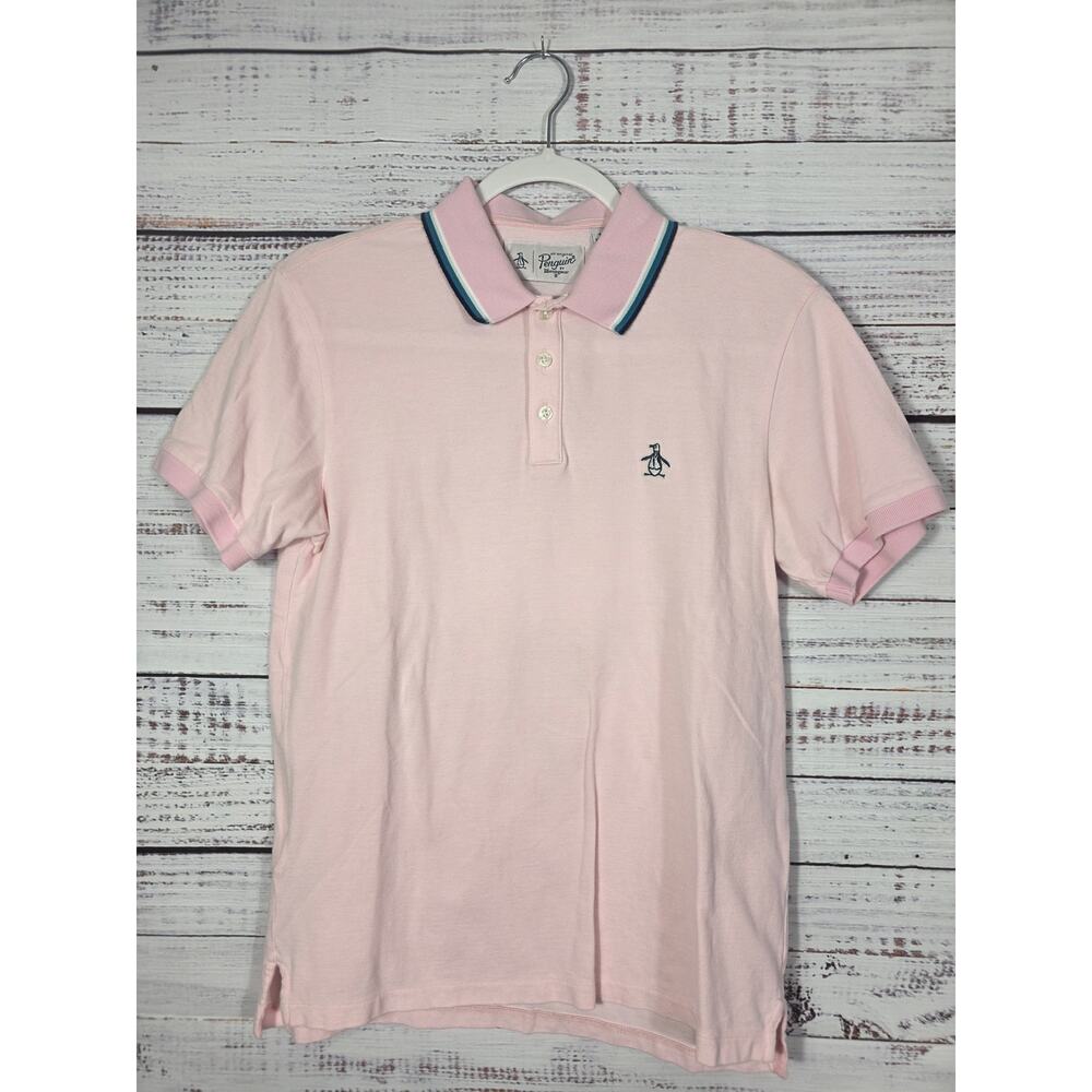 Original Penguin Polo Shirt Men's Small Pink Short Sleeve Golf Casual Logo